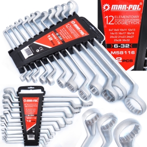 ZESTAW KLUCZY KLUCZE OCZKOWE ODGIĘTE 6-32mm 12SZT