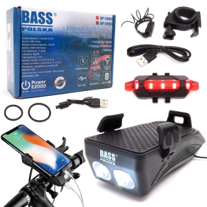 LAMPKA ROWEROWA POWERBANK UCHWYT TELEFON KLAKSON