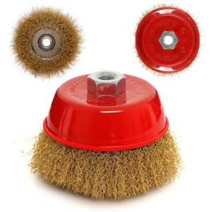 SZCZOTKA DRUCIANA 75mm DOCZOŁOWA DRUT MOSIĄDZ M14