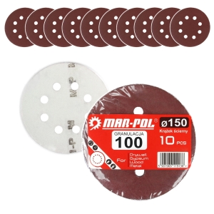 KRĄŻEK SZLIFIERKI 150MM PAPIER ŚCIERNY GR 100 10EL