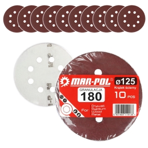 KRĄŻEK SZLIFIERKI 125MM PAPIER ŚCIERNY GR 180 10EL