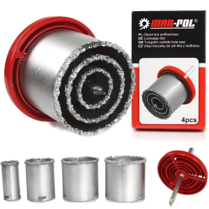 OTWORNICE FREZY WOLFRAMOWE DO PŁYTEK GLAZURY 4 SZT