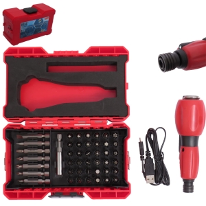 WKRĘTAK ŚRUBOKRĘT AKUMULATOROWY LED + BITY 45EL