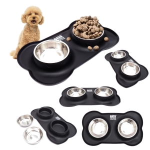 PODWÓJNA MISKA DLA PSA KOTA METAL ANTYPOŚLIZGOWA