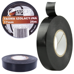 MOCNA TAŚMA ODPORNA WODOODPORNA NAPRAWCZA IZOLACYJNA PCV CZARNA 17mm 26m