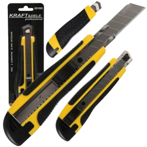 Nóż do tapet łamany 18mm żółty Kraft&dele KD10963