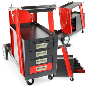 WÓZEK SPAWALNICZY DO SPAWAREK Z PÓŁKĄ MIEJSCEM NA BUTLĘ 4 SZUFLADY DO 60 KG
