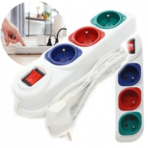 PRZEDŁUŻACZ 5M LISTWA 3 GNIAZDA Z WŁĄCZNIKIEM