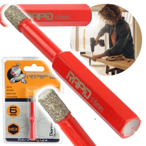 OTWORNICA DIAMENTOWA WIERTŁO WOLFRAMOWE 6MM HEX