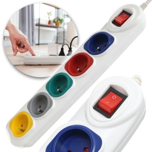 PRZEDŁUŻACZ 5M LISTWA 5 GNIAZD Z WŁĄCZNIKIEM BIAŁY ROZGAŁĘŹNIK