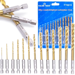 WIERTŁA HEX BITY DO METALU 1,5-6,5 HSS TYTAN 13SZT
