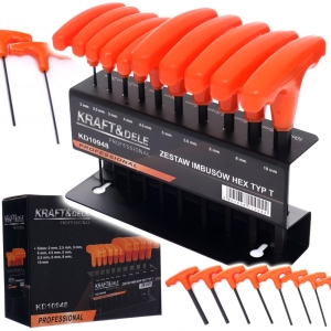 ZESTAW KLUCZE IMBUSOWE IMBUSY 2-10MM SZEŚCIOKĄTNE TYP "T"10 ELEMENTÓW