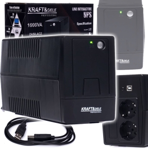 ZASILACZ AWARYJNY UPS KOMPUTERA 1000VA 600W 9Ah DIODA LED