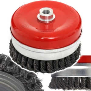 SZCZOTKA DRUCIANA CZOŁOWA 75MM 3'' M14 PLECIONA DRUT