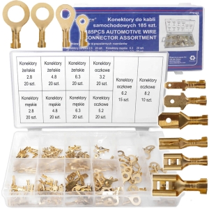 KONEKTORY WSUWKI KONEKTORKI KABLOWE ZESTAW 185 SZT