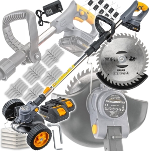 PODKASZARKA AKUMULATOROWA KOSA WYKASZARKA NA KOŁACH 2X 21V 2AH ZESTAW