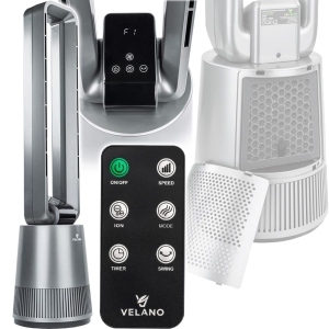 WENTYLATOR BEZŁOPATKOWY PODŁOGOWY OSCYLACJA TIMER 60W LCD PILOT 230V/50Hz