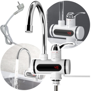 BATERIA KRAN PODGRZEWACZ PRZEPŁYWOWY WODY ELEKTRYCZNY WYSWIETLACZ LCD MOCNA