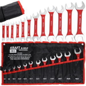 ZESTAW KLUCZY PŁASKICH KLUCZE DWUSTRONNIE PŁASKIE GUMOWANE 12 ELEMENTÓW