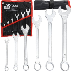 KLUCZE PŁASKO-OCZKOWE 6 ELEMENTÓW 8-21MM ZESTAW KLUCZY