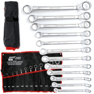 ZESTAW KLUCZY OCZKOWYCH ODGIĘTYCH 12 ELEMENTÓW 6-32MM GIĘTE + PŁACHTA