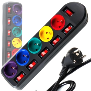 PRZEDŁUŻACZ LISTWA ZASILAJĄCA 5 GNIAZD 1,5M WŁĄCZNIKI ROZDZIELACZ 