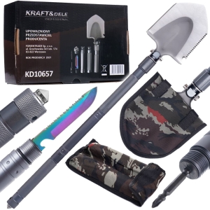 SKŁADANA SAPERKA SURVIVAL WOJSKOWA NIEZBĘDNIK ŁOPATA 16W1 PREZENT 77CM NÓŻ