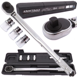 KLUCZ DYNAMOMETRYCZNY 1/2 28-210Nm kół CrV + NASADKI 17,19,21mm +PRZEDŁUŻKA