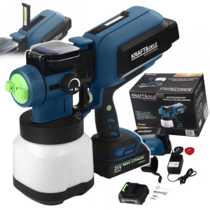 PISTOLET LAKIERNICZY NATRYSKOWY AKUMULATOROWY 1,2L 21V 2X DYSZA 2500MAH