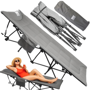 SKŁADANE ŁÓŻKO TURYSTYCZNE Z MATERACEM 190x68cm KEMPINGOWY POLOWE LEŻAK
