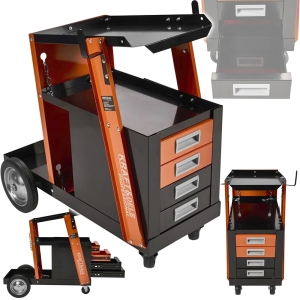 WÓZEK NARZĘDZIOWY SPAWALNICZY DO SPAWAREK 4 SZUFLADY MOCNA PÓŁKA NA BUTLE