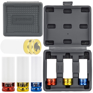 ZESTAW NASADEK UDAROWYCH DO FELG ALUMINIOWYCH 17/19/21mm KOLOROWE 3szt.