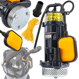 POMPA DO WODY CZYSTEJ BRUDNEJ Z PŁYWAKIEM ZATAPIALNA MOCNA 750W 6000 l/h 1"