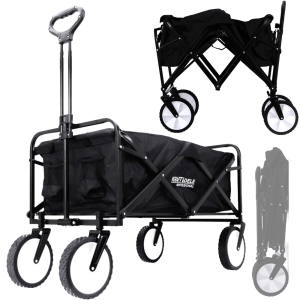 WÓZEK TRANSPORTOWY KOSZYK SKŁADANY KÓŁKA 130L CZARNY