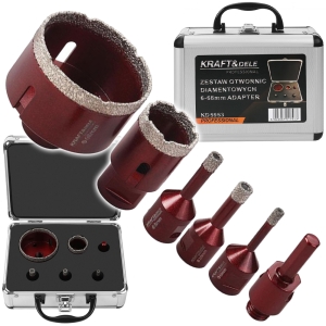 ZESTAW OTWORNIC DIAMENTOWYCH OTWORNICE 6EL 6-68mm MOCOWANIE 1/4" SOLIDNE