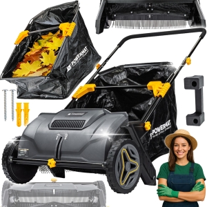 ZBIERACZ DO LIŚCI ZAMIATARKA RĘCZNA 530mm DO LIŚCI TRAWY Z KOSZEM 100L