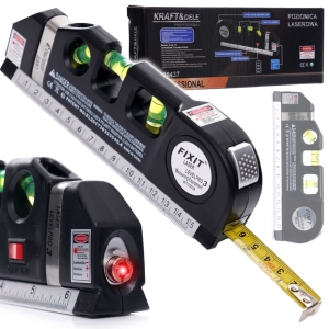 POZIOMICA LASEROWA LED Z MIARĄ 250cm + BATERIE PODŚWIETLENIE