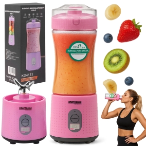 BLENDER AKUMULATOROWY BEZPRZEWODOWY USB-C 380ml / 2x3000mAh RÓŻOWY
