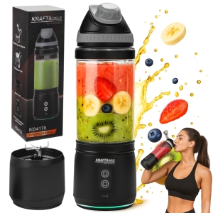 BLENDER PRZENOŚNY BEZPRZEWODOWY AKUMULATOROWY CZARNY USB-C 700ML 2X2500MAH