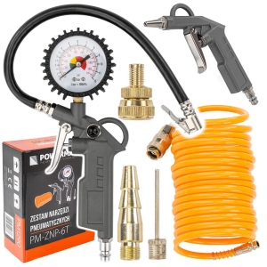 ZESTAW NARZĘDZI PNEUMATYCZNYCH DO KOMPRESORA SPRĘŻARKI WĄŻ AKCESORIA 6 EL.