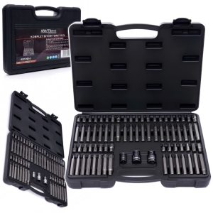 ZESTAW BITÓW KOŃCÓWEK IMBUS SPLINE TORX RIBE 75 ELEMENTÓW WALIZKA KD10954