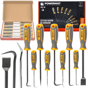 ZESTAW HACZYKÓW Z RĘKOJEŚCIĄ 9el. HAKÓW SKROBAKÓW DO ORINGÓW USZCZELEK HAK