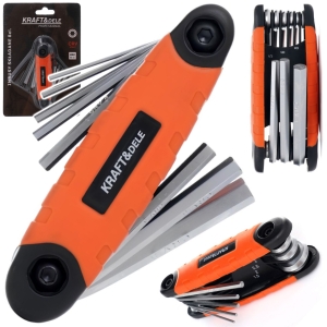 KLUCZE IMBUSOWE AMPULOWE AMPULE HEX DŁUGIE 8 SZT 1,5-8mm CRV SKŁADANE