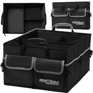 SKŁADANY ORGANIZER SAMOCHODOWY 54x40x27cm + 2xKIESZENIE 3xPRZEGRODY