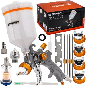 PISTOLET LAKIERNICZY DO MALOWANIA LAKIEROWANIA HVLP ZBIORNIK 600ml ZESTAW