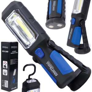 LATARKA WARSZTATOWA GARAŻOWA LED 350LM NA BATERIĘ HAK 360° REGULACJA