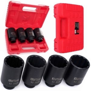 ZESTAW NASADEK UDAROWYCH 1/2" 6-kątne 34-41mm 4SZT DO ŚRUB WALIZKA