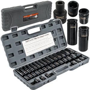 NASADKI UDAROWE HEX 1/2 CR-V 35szt 38mm 78mm DO KLUCZA UDAR WALIZKA ZESTAW