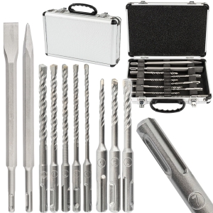 ZESTAW WIERTEŁ I DŁUT SDS PLUS WYTRZYMAŁE 10szt DO WIERCENIA KUCIA BETONU