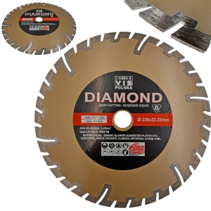 TARCZA DIAMENTOWA DO CIĘCIA BETONU GŁĘBOKIE CIĘCIE 230mm x 22,3mm